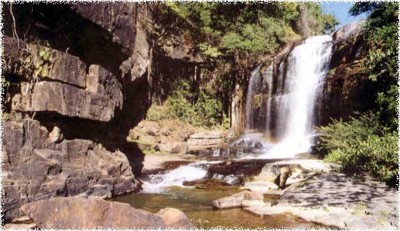 The same waterfall as above, drier season